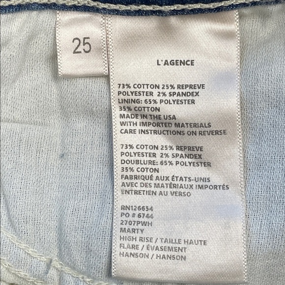 New L’Agence Marty High Rise Flare Jeans Hanson Blue Long Sz 25 - Picture 7 of 11